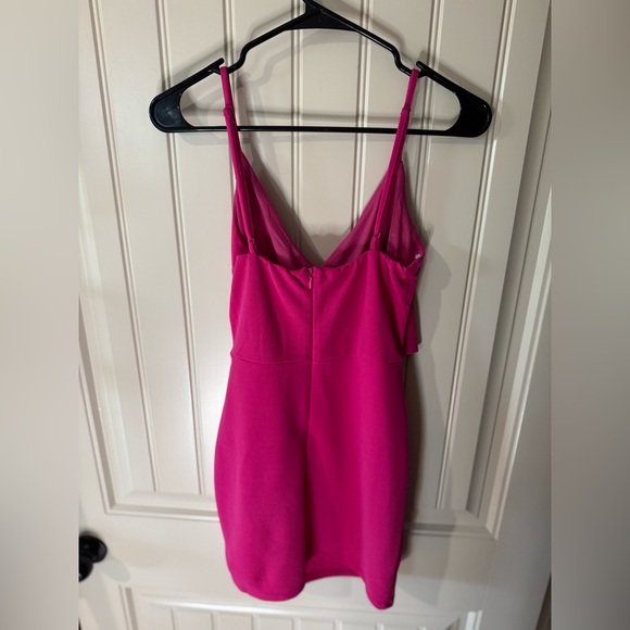 LULUS 💘 Vibrant Pink Wrap Mini Dress (Women's Size Small) - Picture 6 of 11